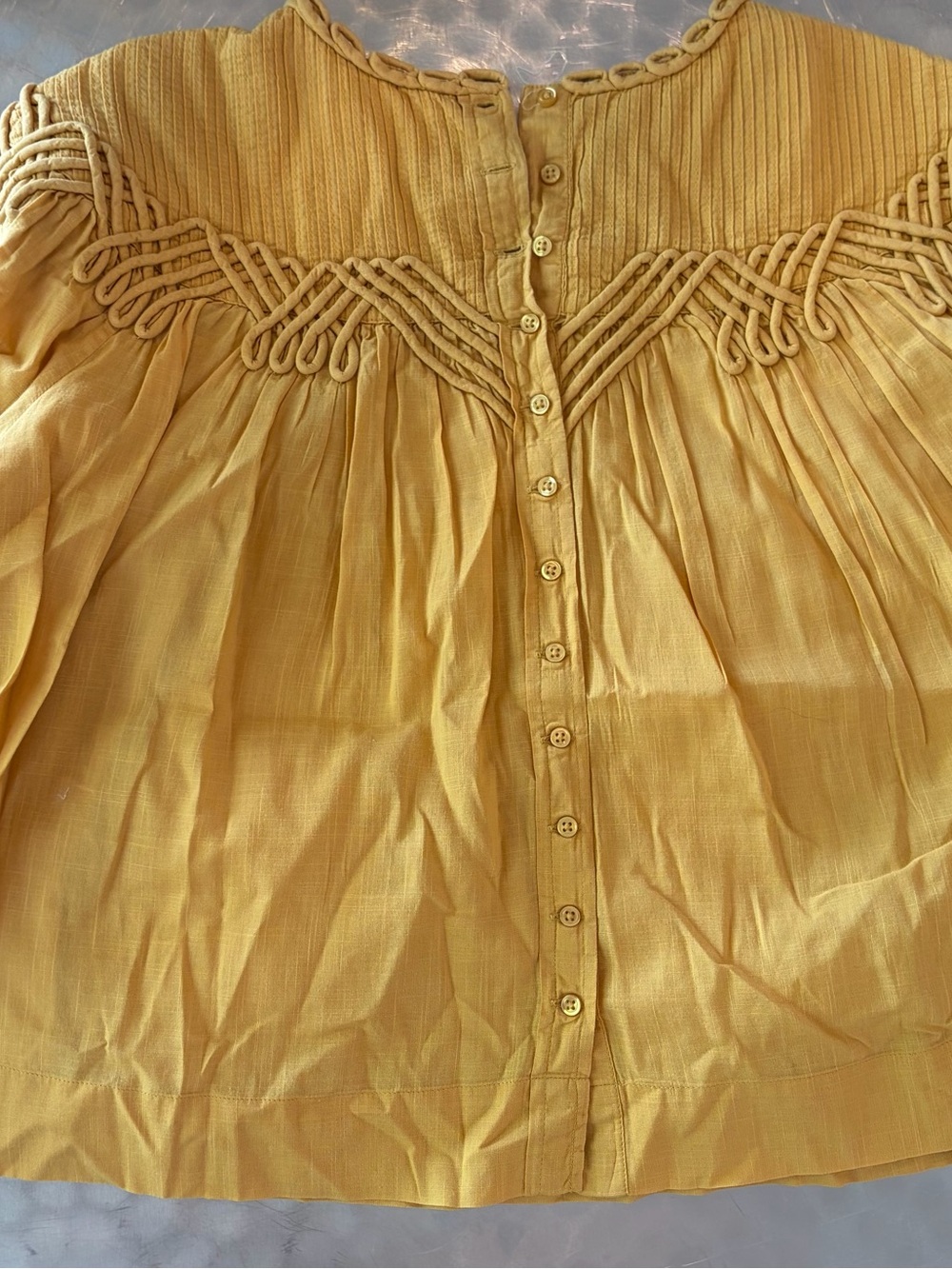 The Great. Boho Mustard Yellow Peasant Blouse - Picture 2 of 4